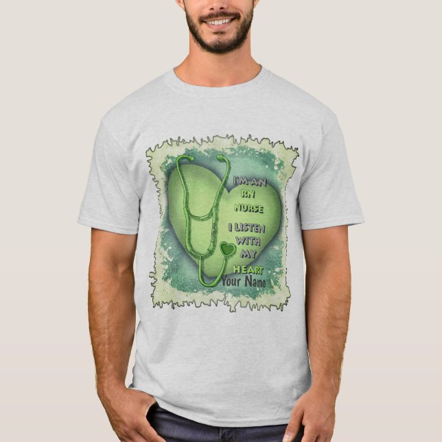 Green Heart RN Registered Nurse T-Shirt (Front)