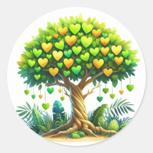 Green Heart Shaped Tree Stickers