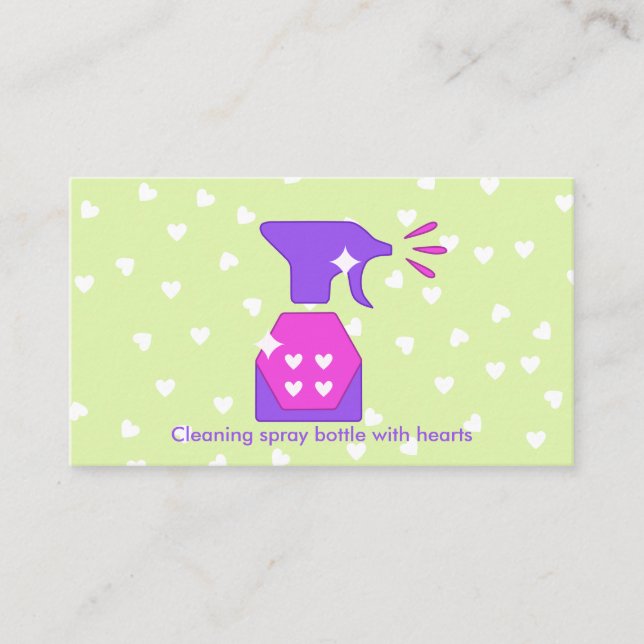 green Heart spray bottle cleaning washing Business Card (Front)