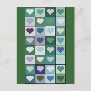 Green Heart Squares Postcard