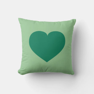 Green Heart  Throw Pillow