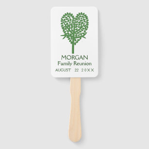Green Heart Tree Family Reunion Hand Fan