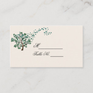 Green Heart Tree on Ivory Wedding Place Card