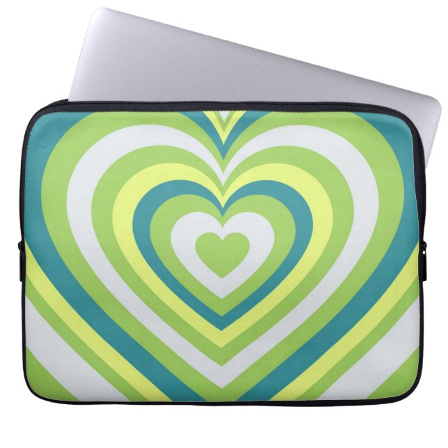 Green Heart Whimsical Valentine’s Day Gift Laptop Sleeve (Front)