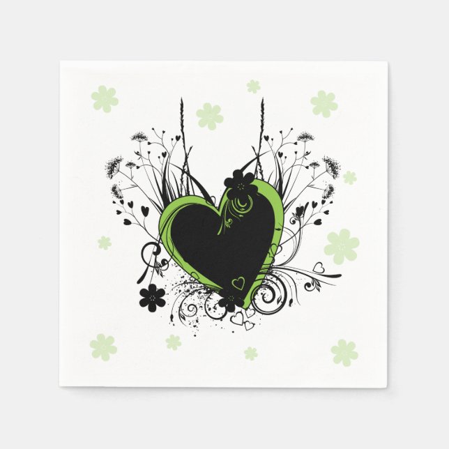 Green heart white napkin (Front)