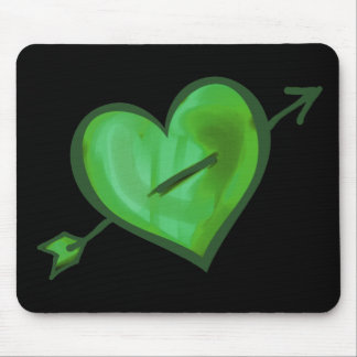 Green Heart with Arrow Mouse Pad