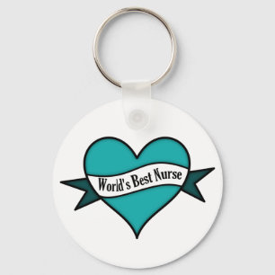 Green Heart World's Best Nurse Keychain