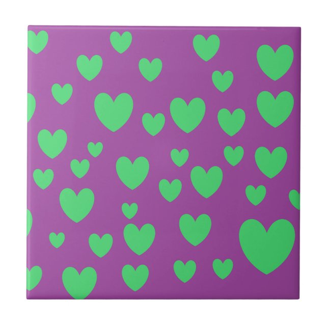 Green Hearts Ceramic Tile (Front)