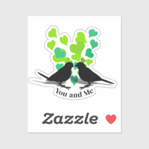 Green Hearts Love Birds Valentine
