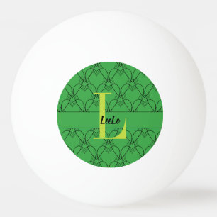 Green Hearts Monogram and Name Custom Ping Pong Ba Ball