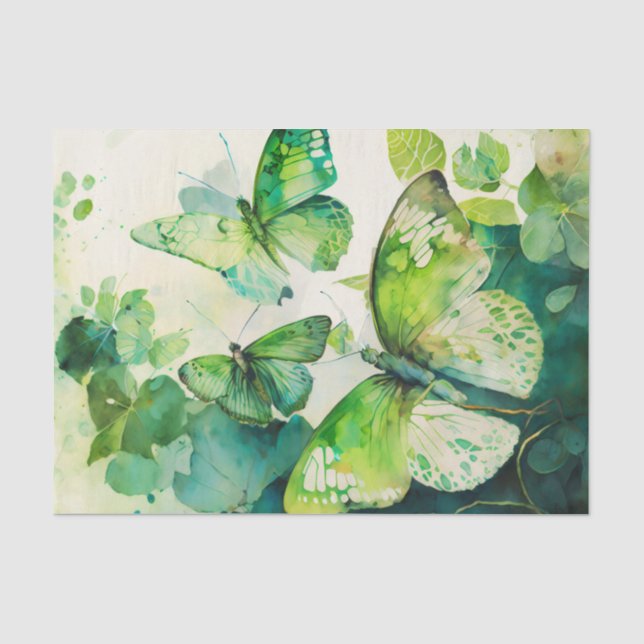 GREEN HEAVEN butterflies decoupage paper (Front)