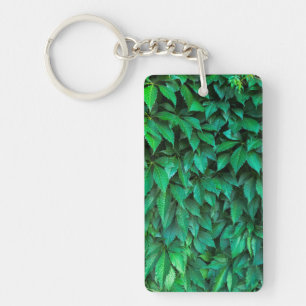 green hedge background parthenocissus pattern text keychain