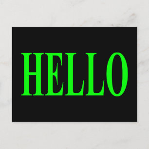 Green Hello Postcard on Black Background