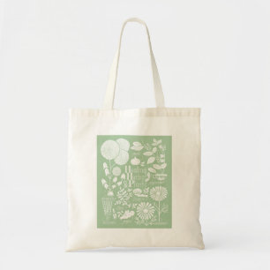 Green herbs and plants illustrated tote bag