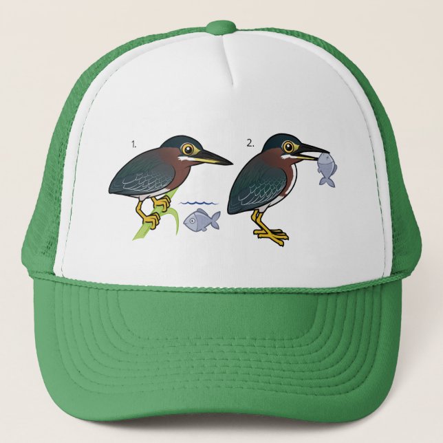 Green Heron Hunting Technique Trucker Hat (Front)