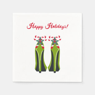 Green High Heels with Candy Canes Napkin