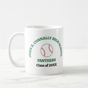 Green High School Baseball Player Personalized Coffee Mug