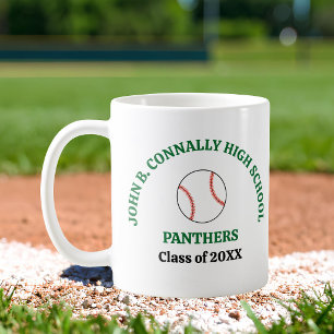 Green High School Baseball Player Personalized Coffee Mug