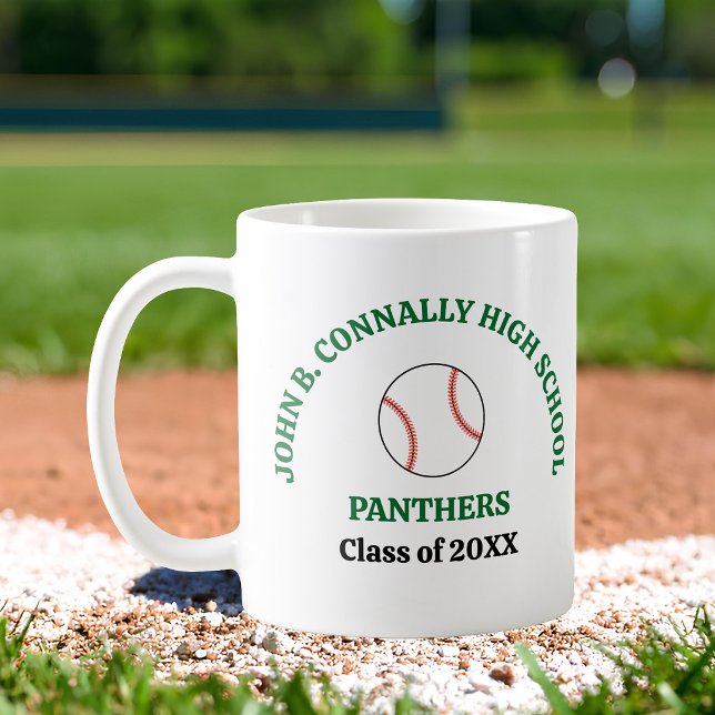 Green High School Baseball Player Personalized Coffee Mug (Creator Uploaded)