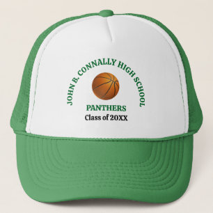 Green High School Basketball Player Personalized Trucker Hat