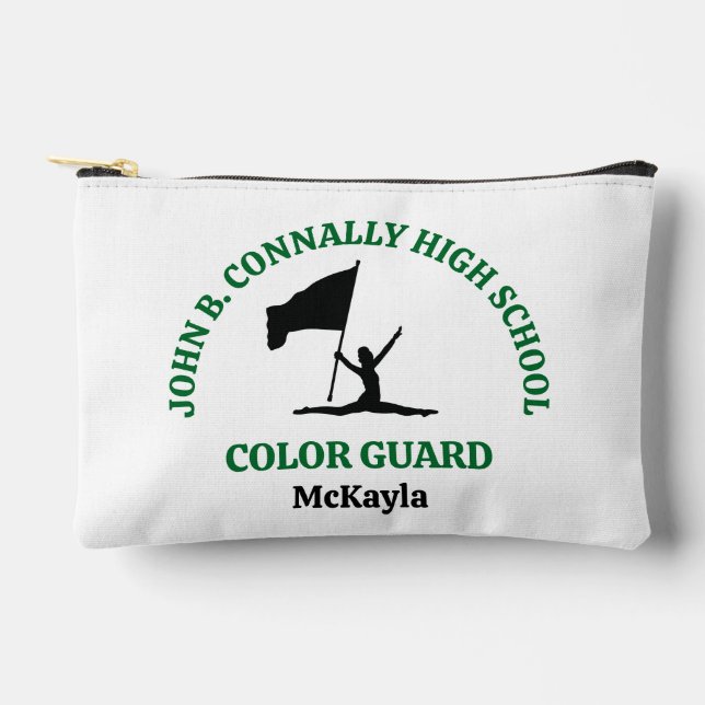 Green High School Colour Guard Personalized Accessory Pouch (Front)