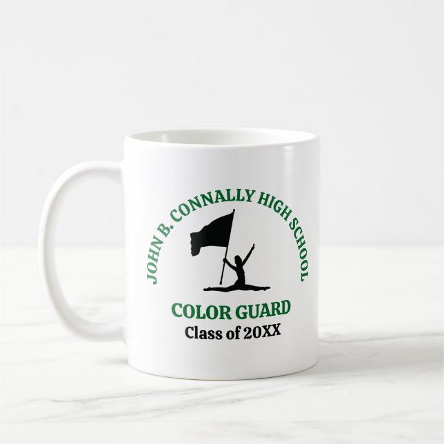 Green High School Colour Guard Personalized Coffee Mug (Left)
