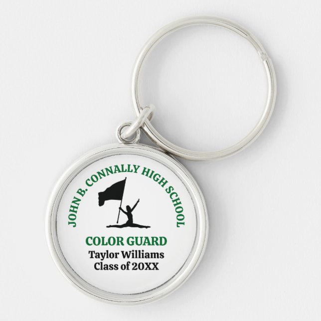 Green High School Colour Guard Personalized Keychain (Front)