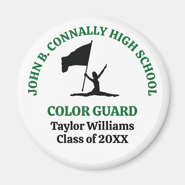 Green High School Colour Guard Personalized Magnet (Front)