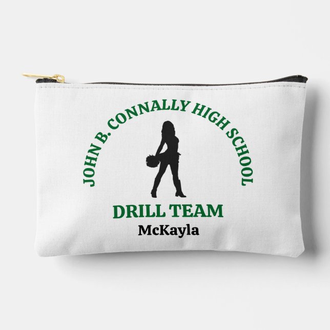 Green High School Drill Team Dancer Personalized Accessory Pouch (Front)