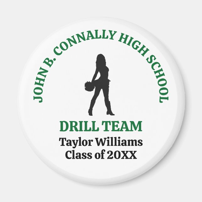 Green High School Drill Team Dancer Personalized Magnet (Front)