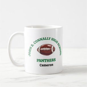 Green High School Football Player Personalized Coffee Mug