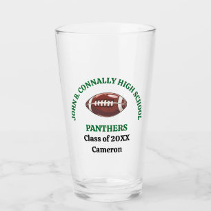 Green High School Football Player Personalized Glass
