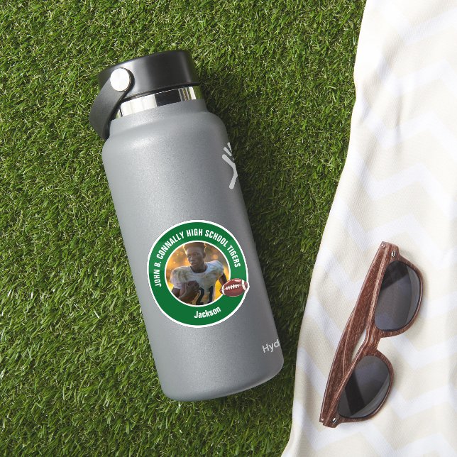 Green High School Football Player Photo Laptop (HydroFlask Insitu)