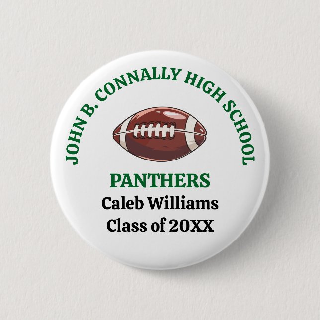 Green High School Football Team Customized 2 Inch Round Button (Front)
