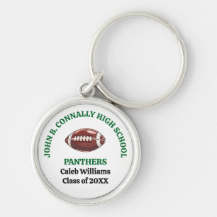 Green High School Football Team Personalized Keychain