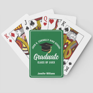 Green High School Graduate Custom Graduation Playing Cards