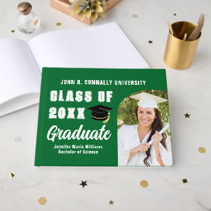 Green High School Graduation Party Photo Guest Book