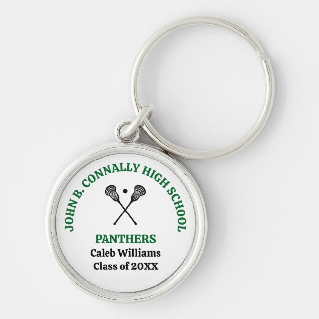 Green High School Lacrosse Team Personalized Keychain (Front)