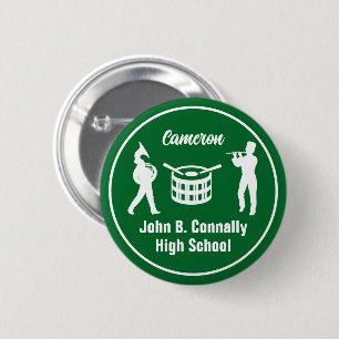 Green High School Marching Band Personalized 2 Inch Round Button