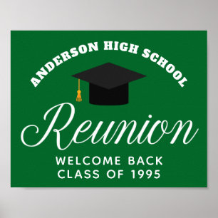 Green High School Reunion Custom Alumni Welcome Poster