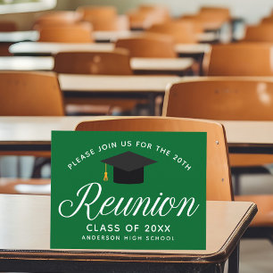 Green High School Reunion Custom Party Invitat Postcard
