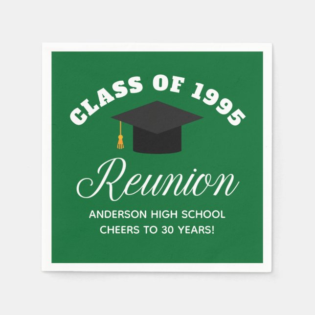 Green High School Reunion Personalized Party Napkin (Front)