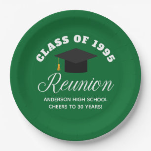 Green High School Reunion Personalized Party Paper Plate