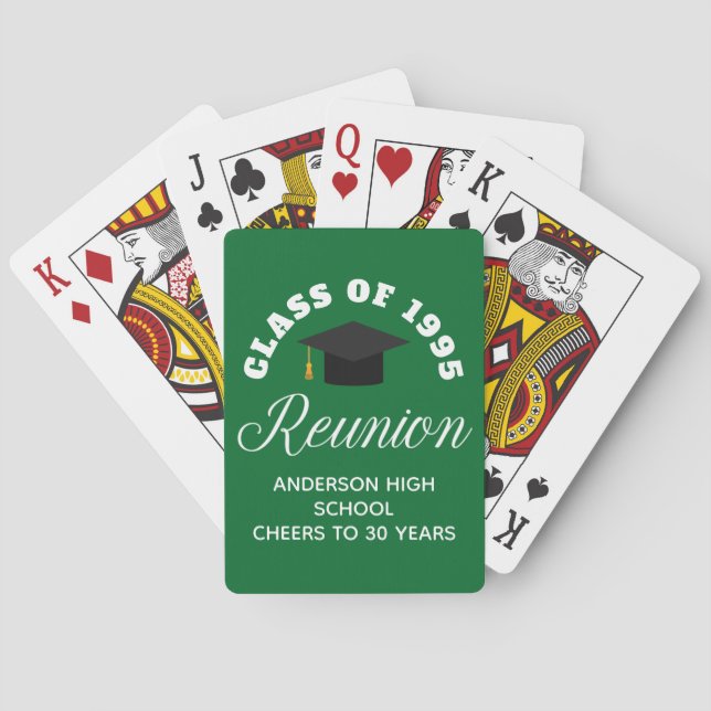 Green High School Reunion Personalized Party Playing Cards (Back)