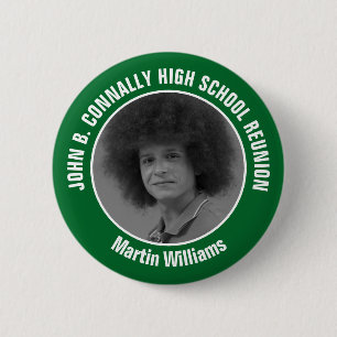 Green High School Reunion Yearbook Photo 2 Inch Round Button
