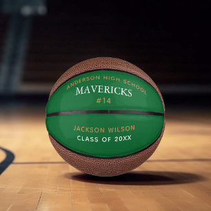 Green High School Senior Player Custom Graduation Mini Basketball