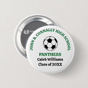 Green High School Soccer Team Personalized 2 Inch Round Button