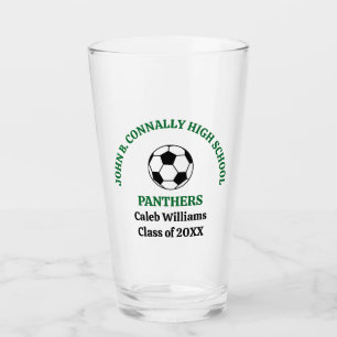 Green High School Soccer Team Personalized Glass