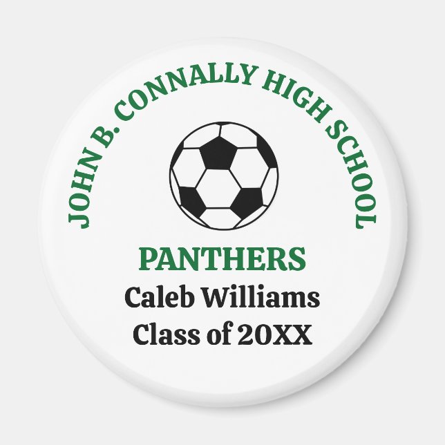 Green High School Soccer Team Personalized Magnet (Front)