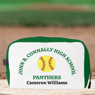 Green High School Softball Player Personalized Dopp Kit